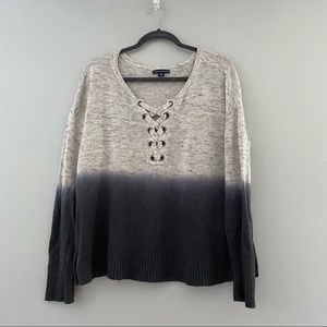 American Eagle Obmre Gray and Navy Sweater L